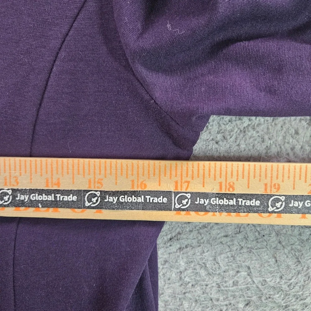 Talbots Womens Sz S Purple Ponte Knit Peplum Top Short Sleeve Exposed Zip Blouse - Picture 5 of 7